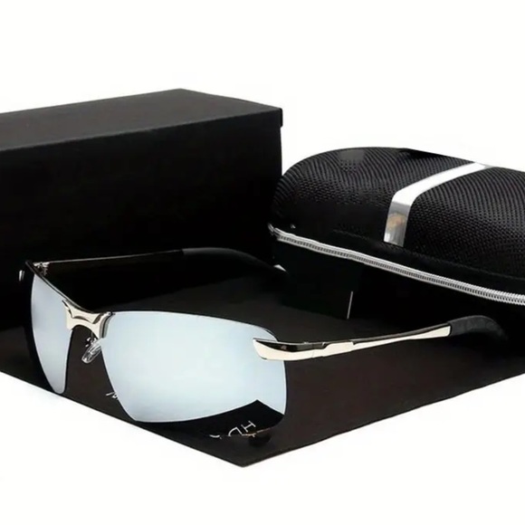 Stainless Steel Rimless Sunglasses Y2K Polarized Mirror Lens